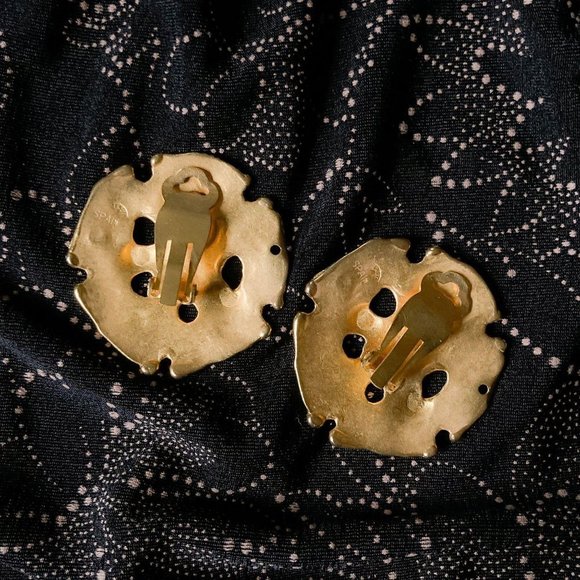 Vintage Spanish Made Gold Sun Clip-On Earrings - Picture 3 of 6